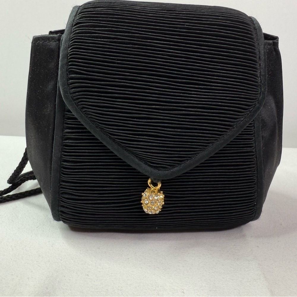 Carla Marchi Black Formal Cocktail Party Bag Rhinestone Embellishment